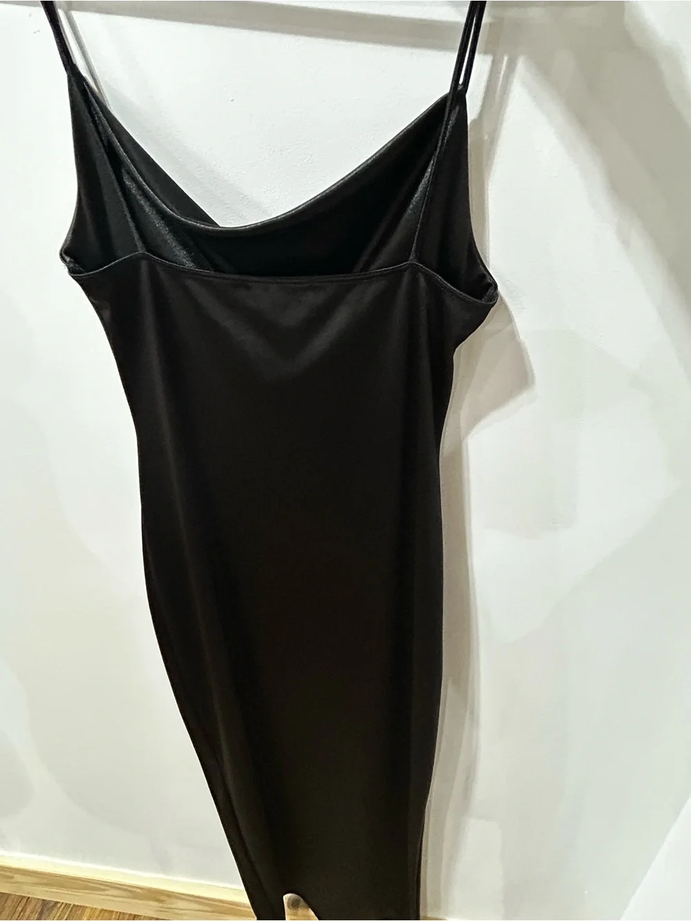 Vibe Black Satin Cowl Neck Slip Maxi Dress